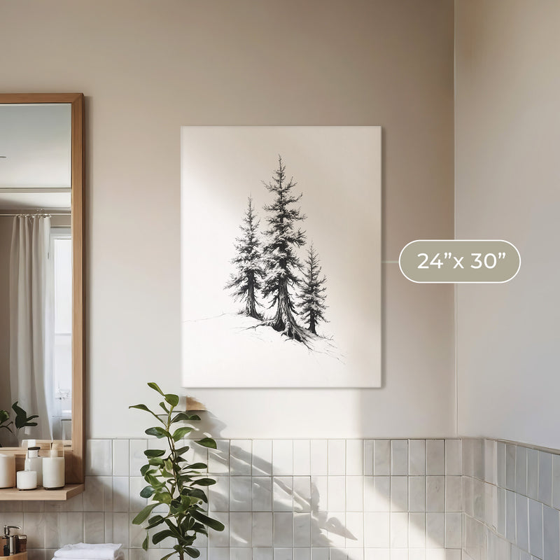 Black and White Drawing of Evergreen Tree - Sage and Rose Prints