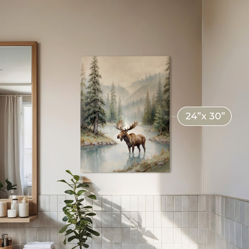 Watercolor Moose Art No1 - Sage and Rose Prints