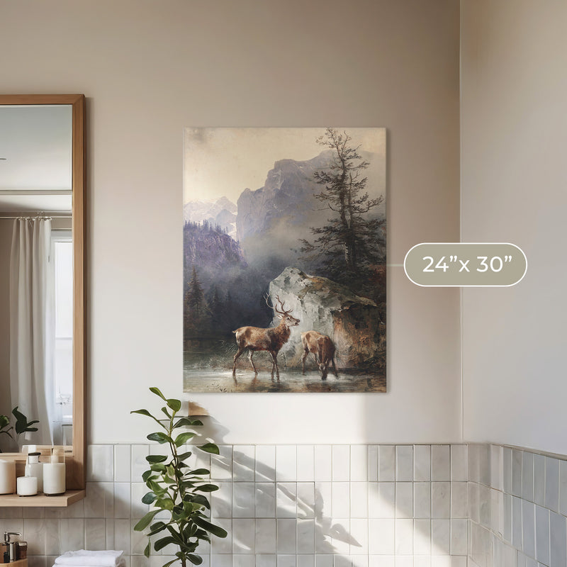 Classical Painting of Deer No1 - Sage and Rose Prints