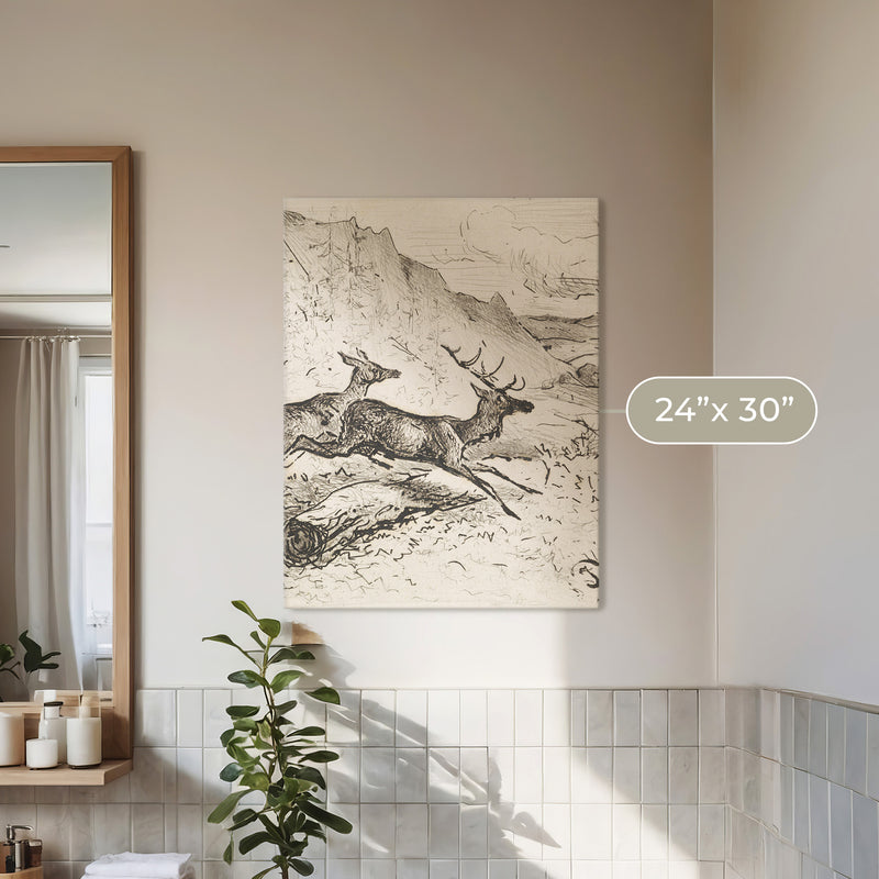 Charcoal Drawing of Deer No1 - Sage and Rose Prints