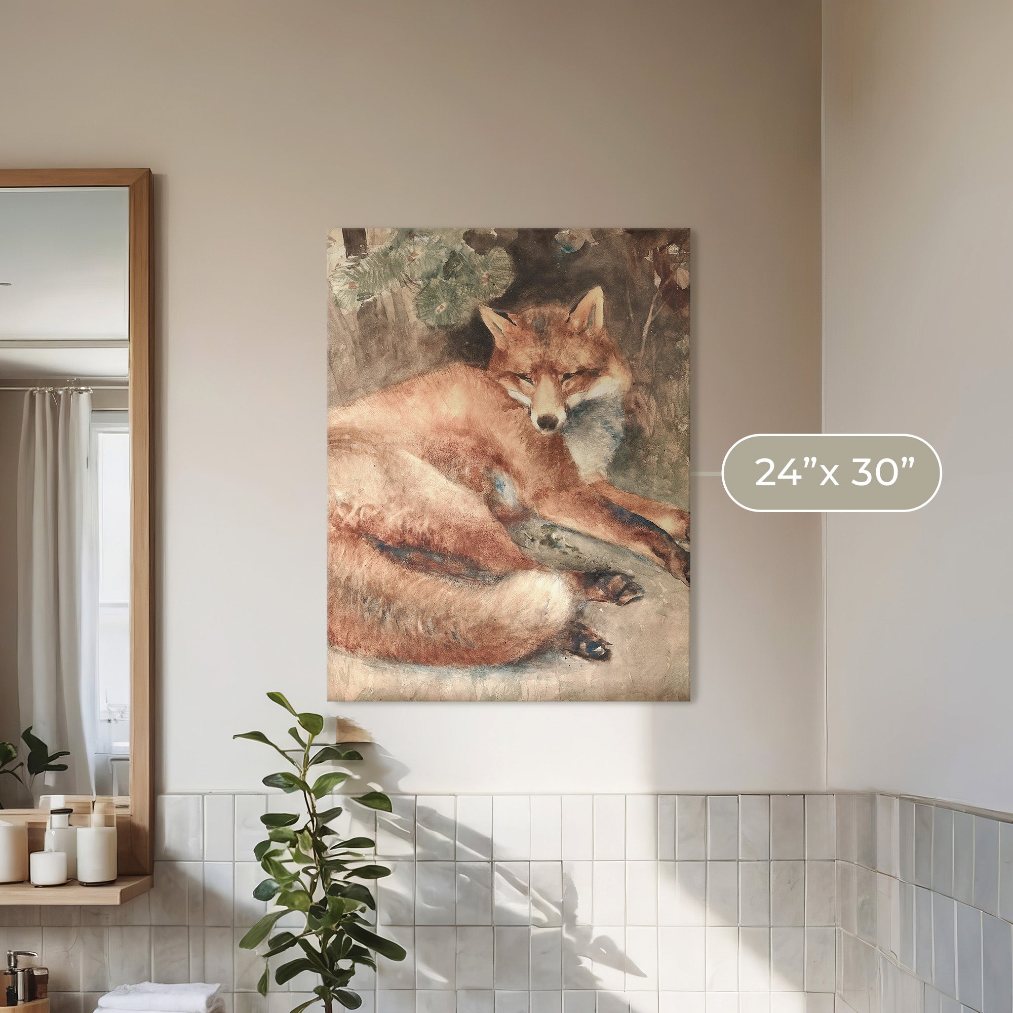 Old Masters Fox Painting No1 - Sage and Rose Prints