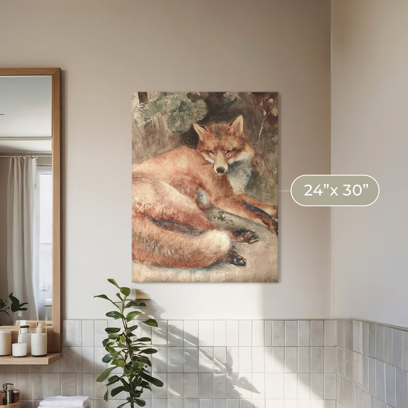 Old Masters Fox Painting No1 - Sage and Rose Prints