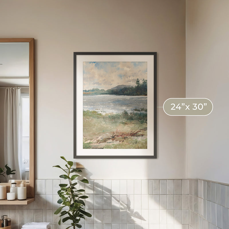 Peaceful Lake Painting - Sage and Rose Prints