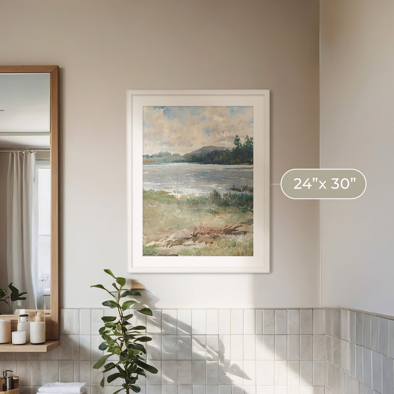 Peaceful Lake Painting - Sage and Rose Prints