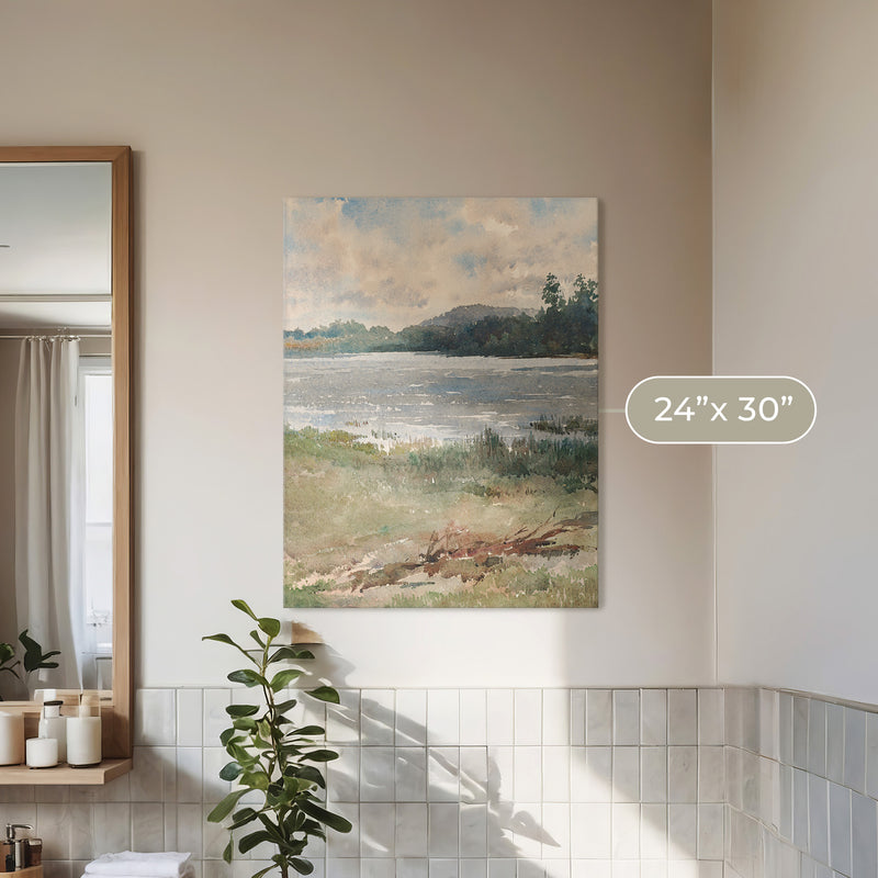 Peaceful Lake Painting - Sage and Rose Prints