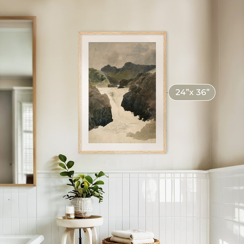 River Rapids Muted Watercolor No1 - Sage and Rose Prints