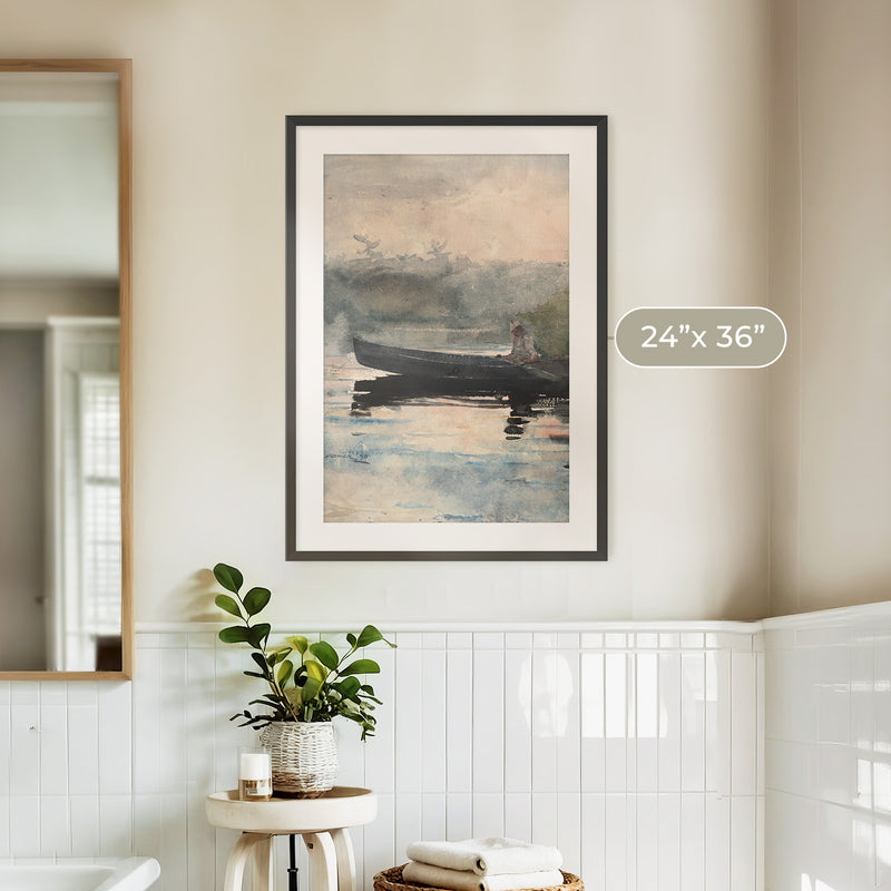 Muted Waters Fishing Watercolor No1 - Sage and Rose Prints
