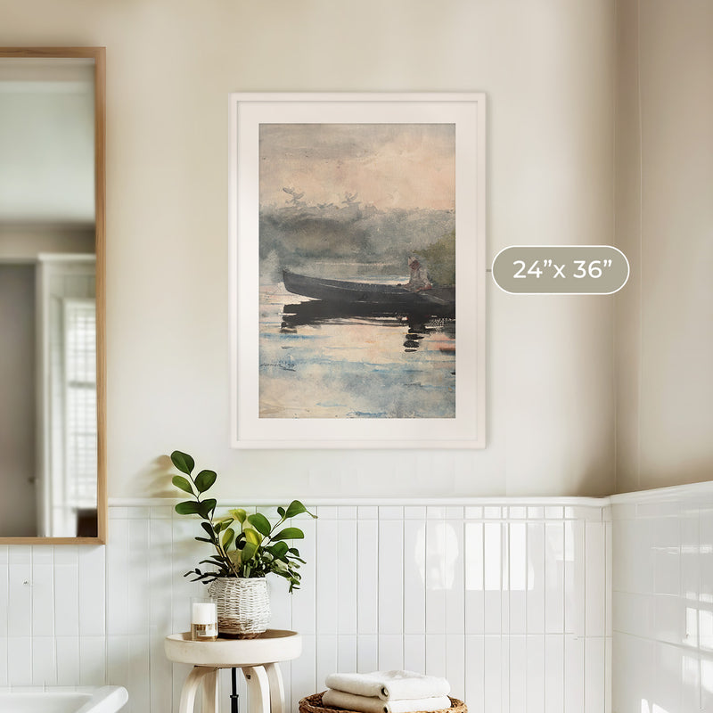 Muted Waters Fishing Watercolor No1 - Sage and Rose Prints