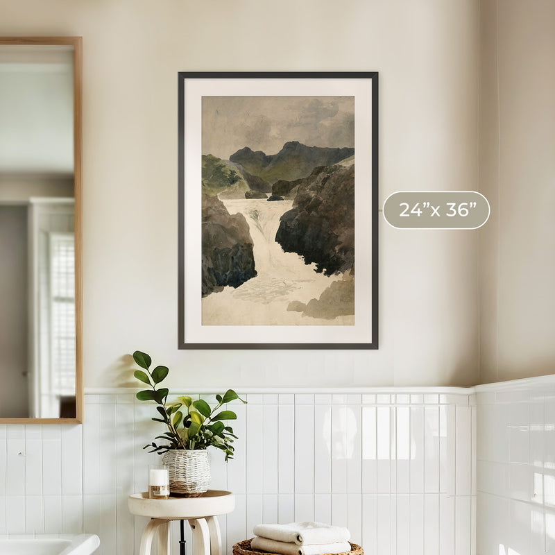 River Rapids Muted Watercolor No1 - Sage and Rose Prints