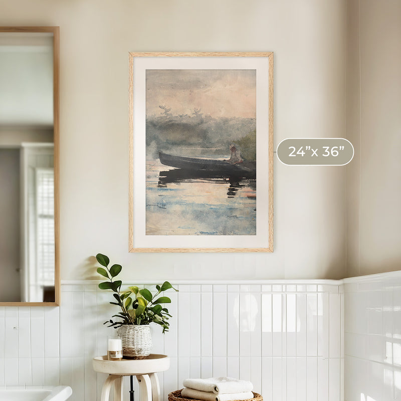 Muted Waters Fishing Watercolor No1 - Sage and Rose Prints