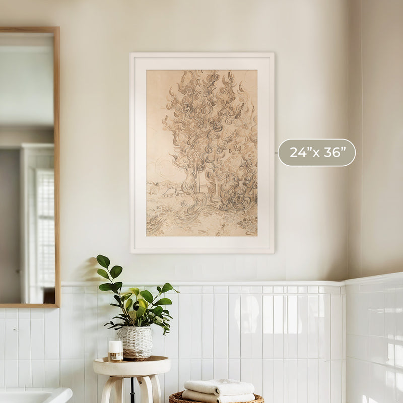 Vintage Drawing by Vincent Van Gogh No1 - Sage and Rose Prints