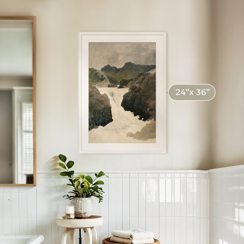 River Rapids Muted Watercolor No1 - Sage and Rose Prints