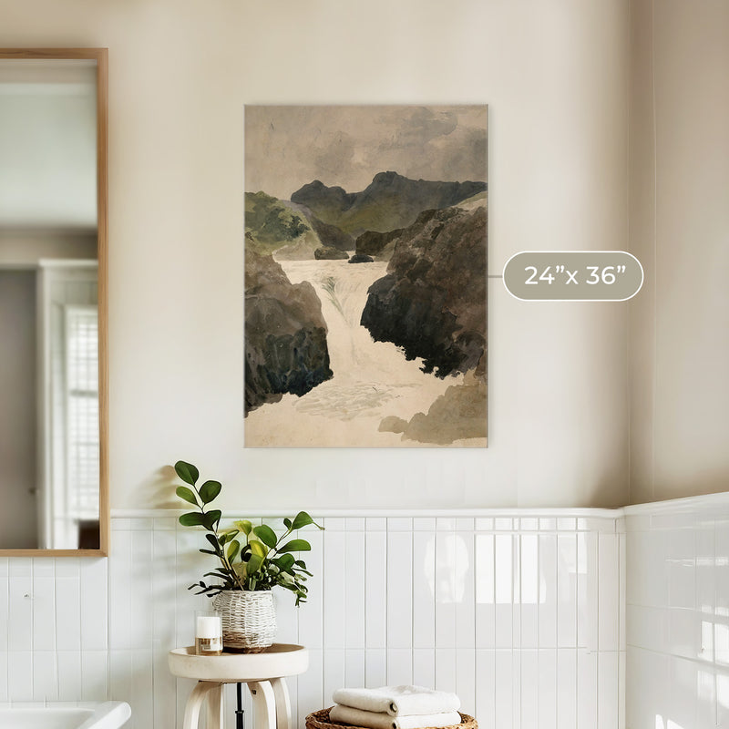 River Rapids Muted Watercolor No1 - Sage and Rose Prints