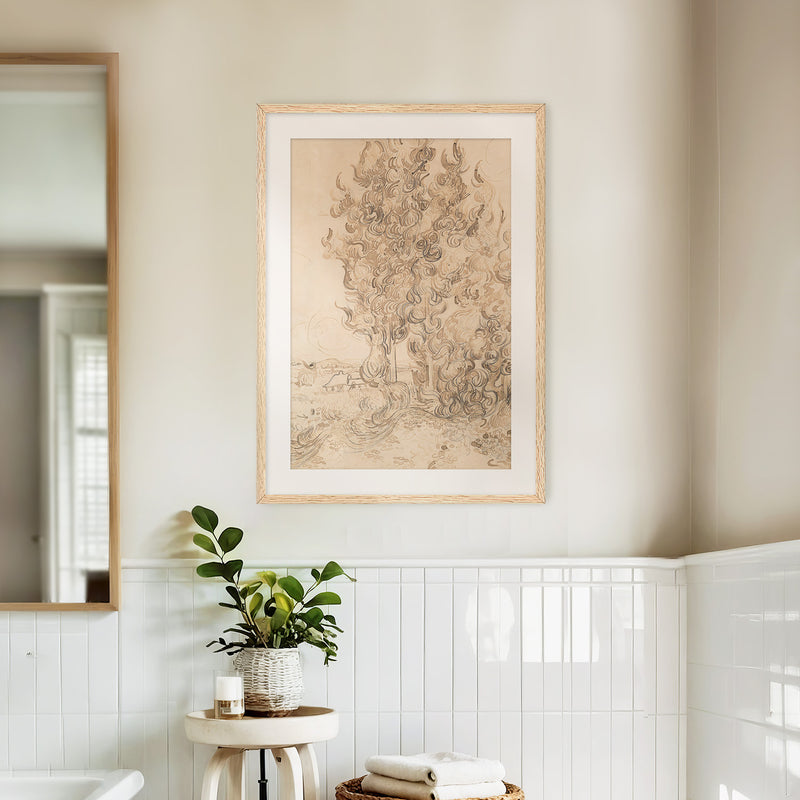 Vintage Drawing by Vincent Van Gogh No1 - Sage and Rose Prints