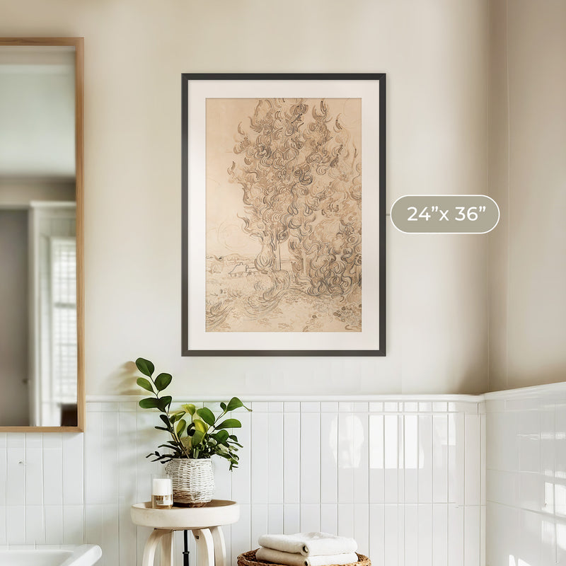 Vintage Drawing by Vincent Van Gogh No1 - Sage and Rose Prints