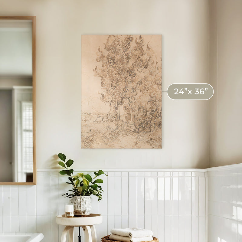 Vintage Drawing by Vincent Van Gogh No1 - Sage and Rose Prints