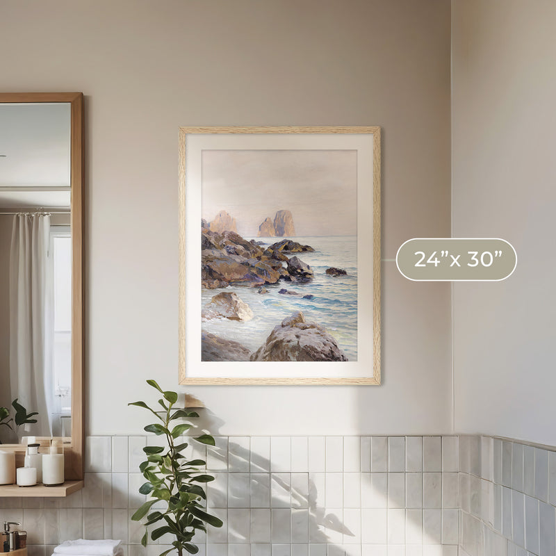 Seaside Sunrise with Coral Pink No1 - Sage and Rose Prints