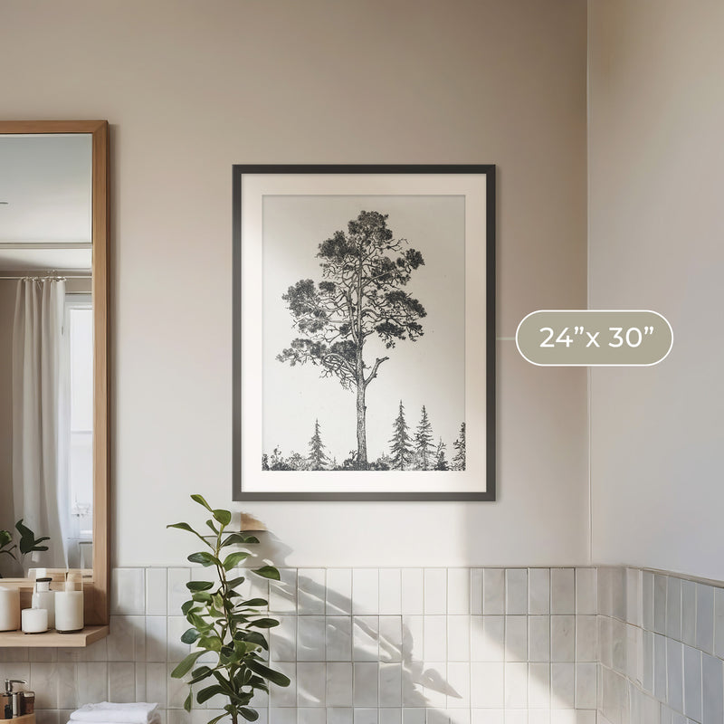 Black and White Tree Illustration No2 - Sage and Rose Prints