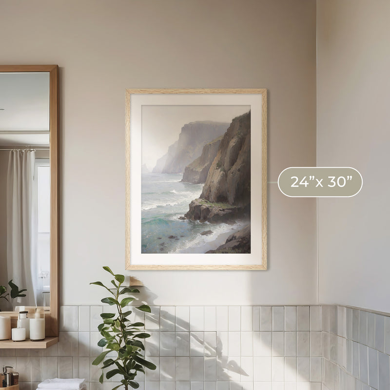 Misty Cliffs Painting No1 - Sage and Rose Prints