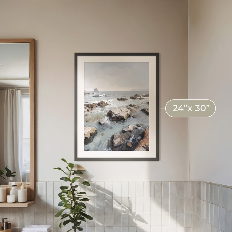 Rocky Shoreline at Low Tide No1 - Sage and Rose Prints