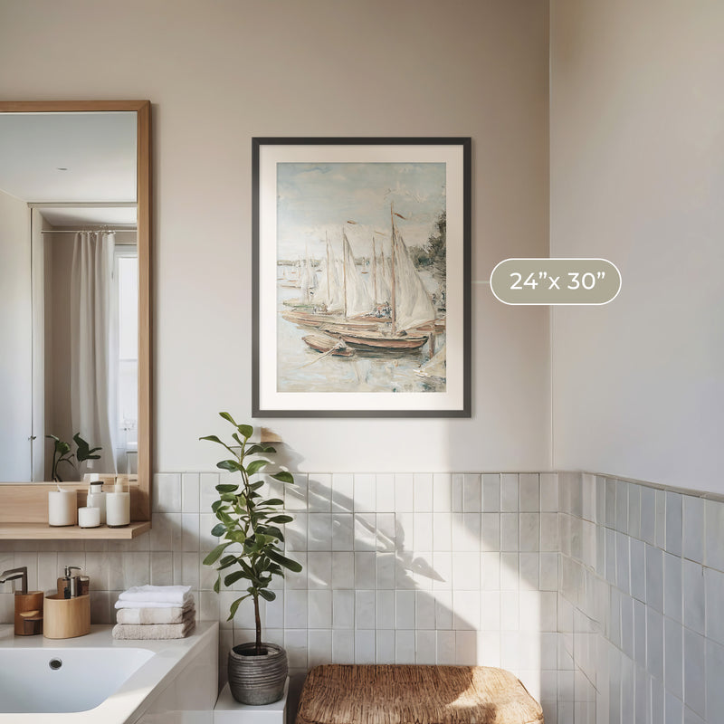 Vintage Sailboat Painting - Sage and Rose Prints