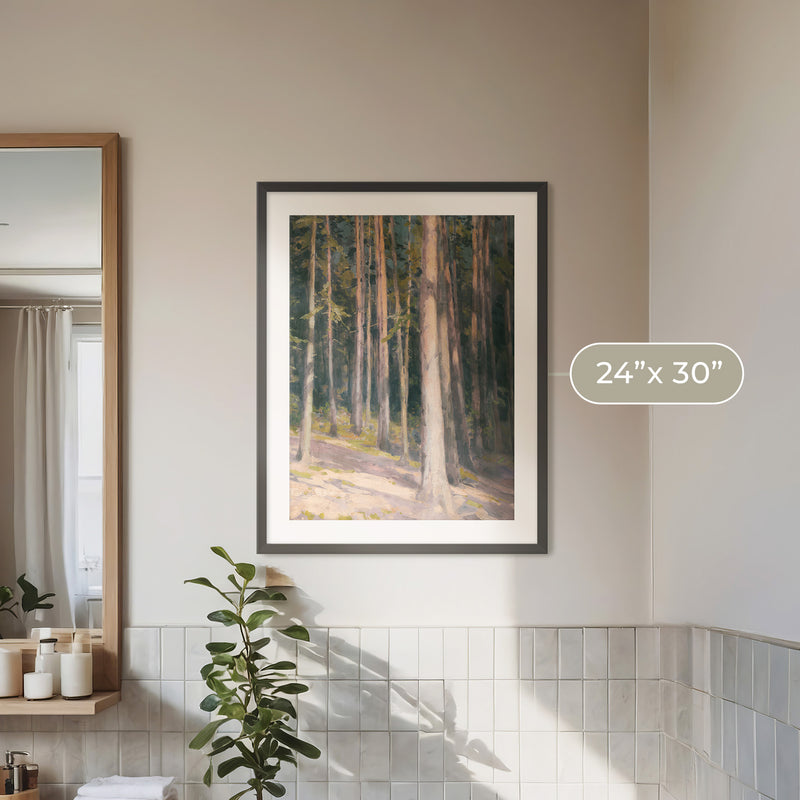 Redwoods in the Sunlight Oil Painting No1 - Sage and Rose Prints