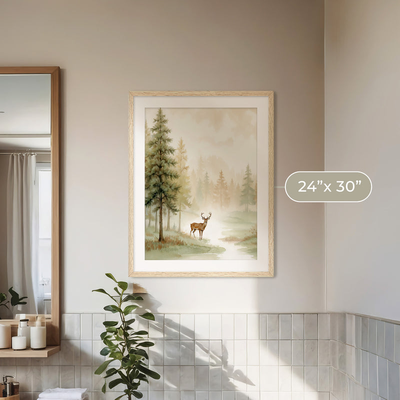 Dear Painting in a Fall Forest - Sage and Rose Prints