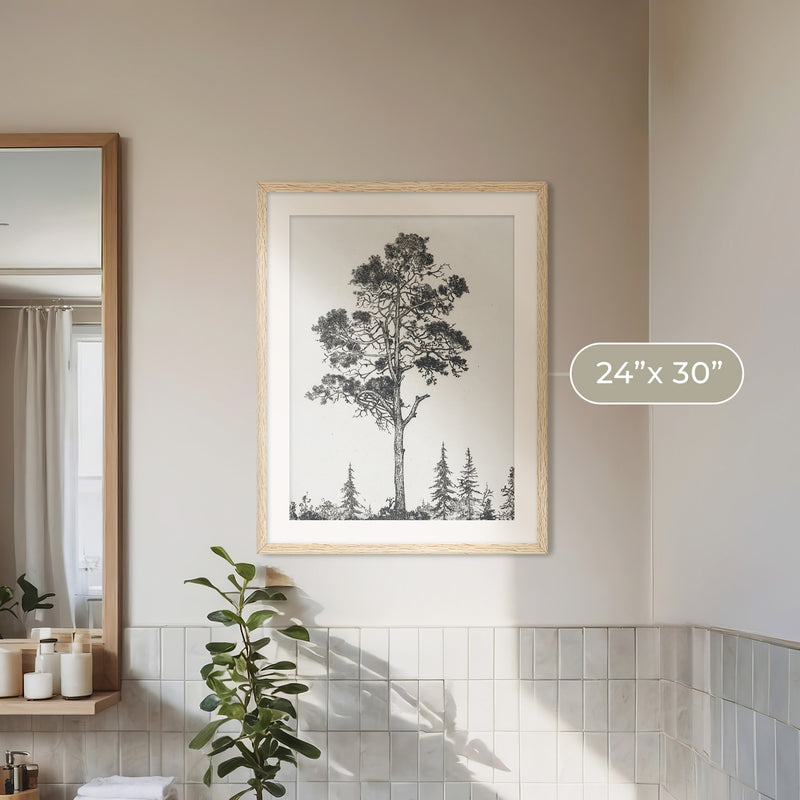 Black and White Tree Illustration No2 - Sage and Rose Prints