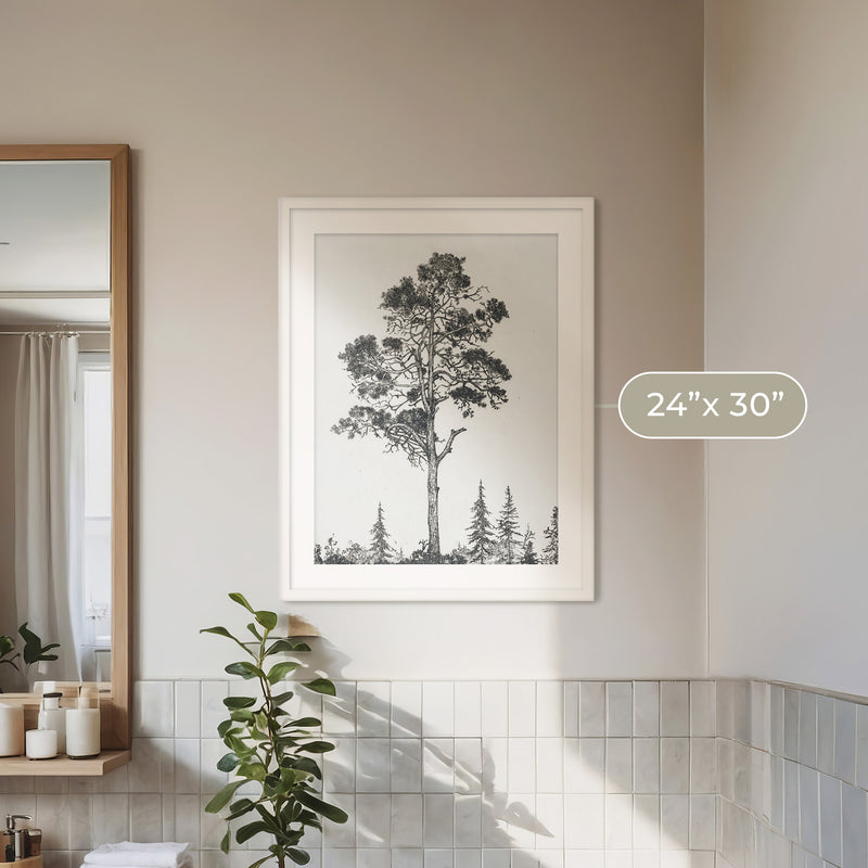 Black and White Tree Illustration No2 - Sage and Rose Prints
