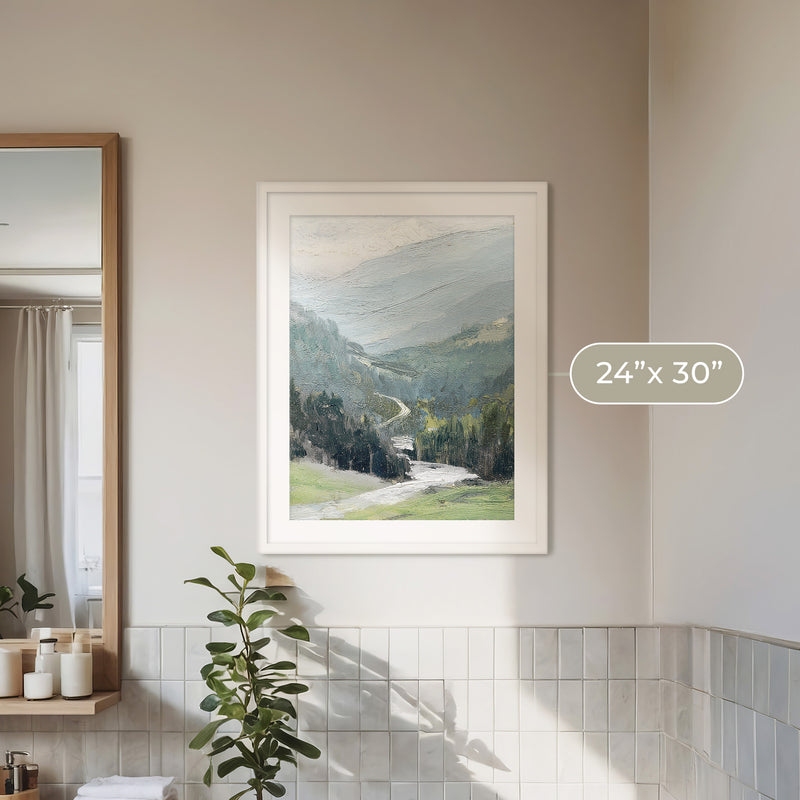 Blue Mountain Oil Painting No1 - Sage and Rose Prints