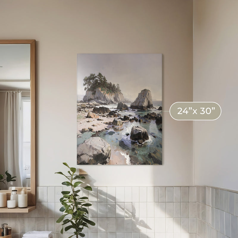 Rocky Beach Painting No1 - Sage and Rose Prints