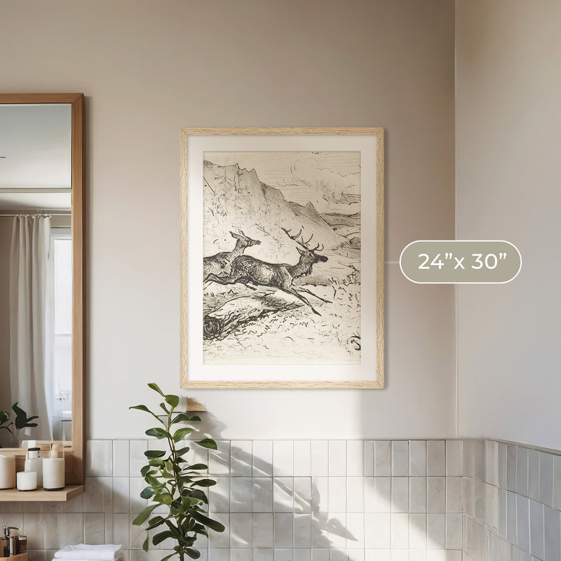 Charcoal Drawing of Deer No1 - Sage and Rose Prints