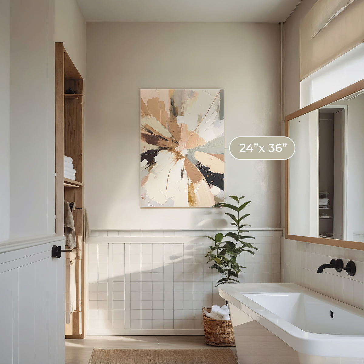 Abstract Rays of Gray and Beige - Sage and Rose Prints