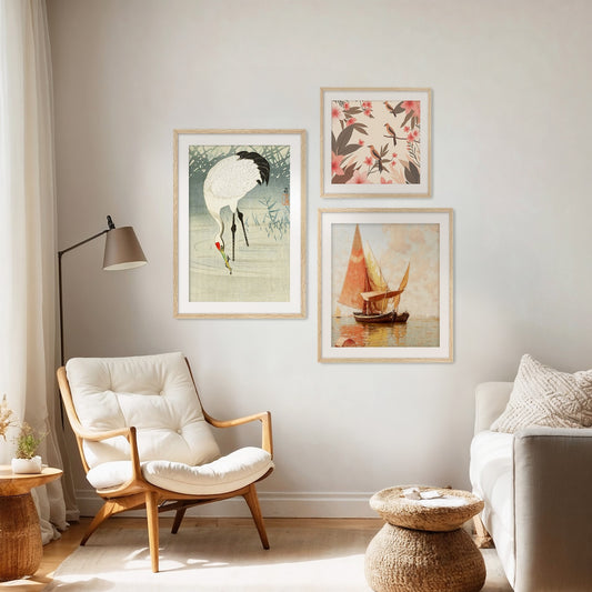 3 Piece Coastal Gallery Wall - Sage and Rose Prints