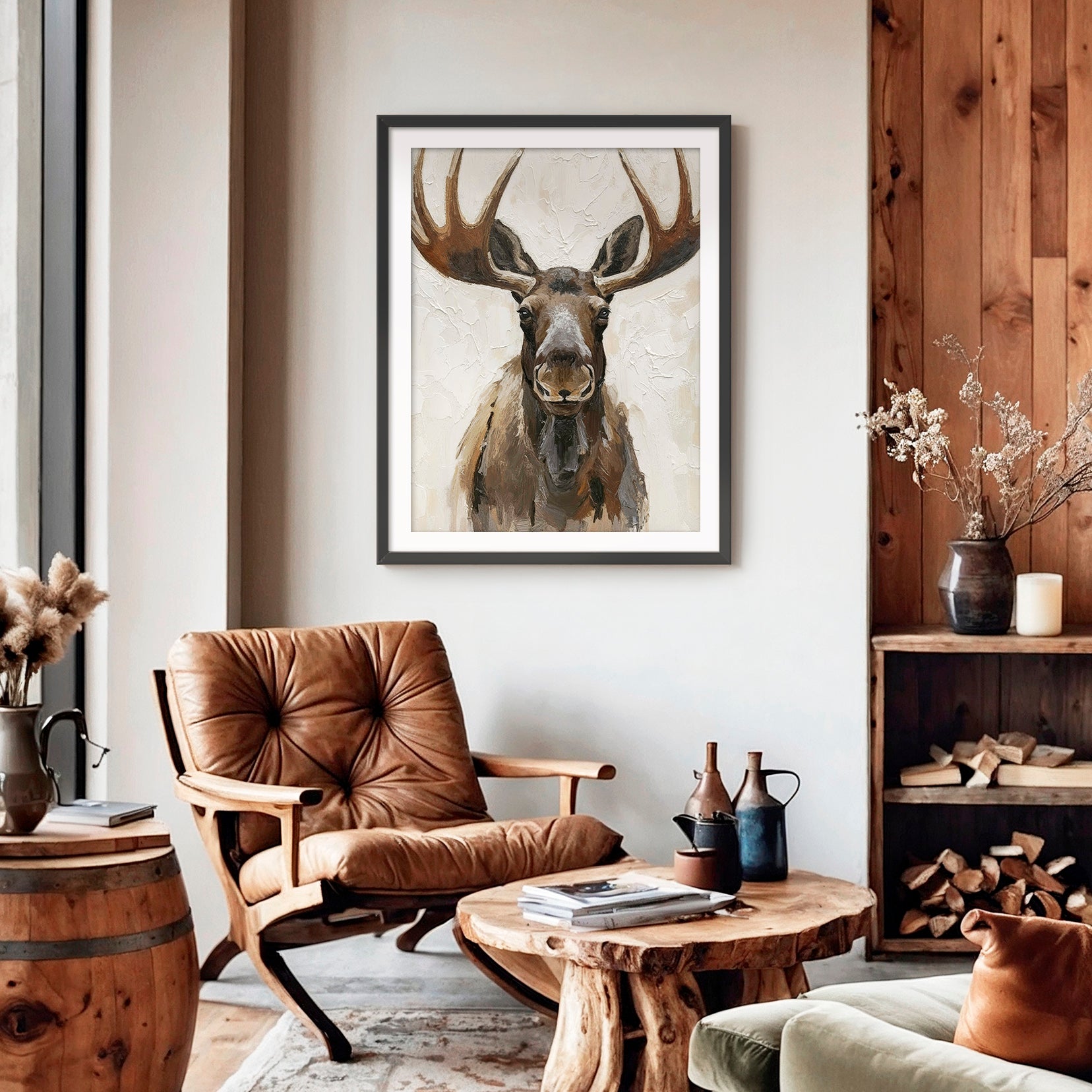 Portrait of a Moose Painting - Sage and Rose Prints