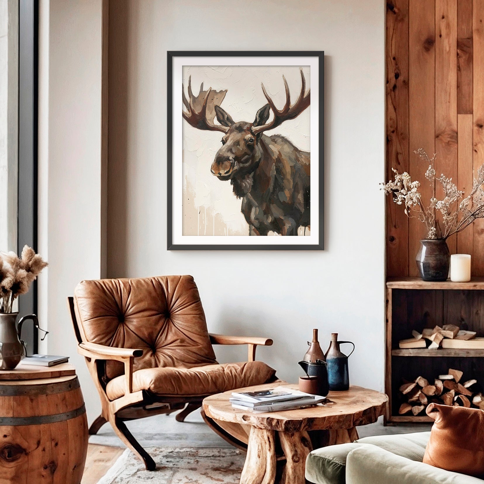 Moose Impressionist Painting Print - Sage and Rose Prints