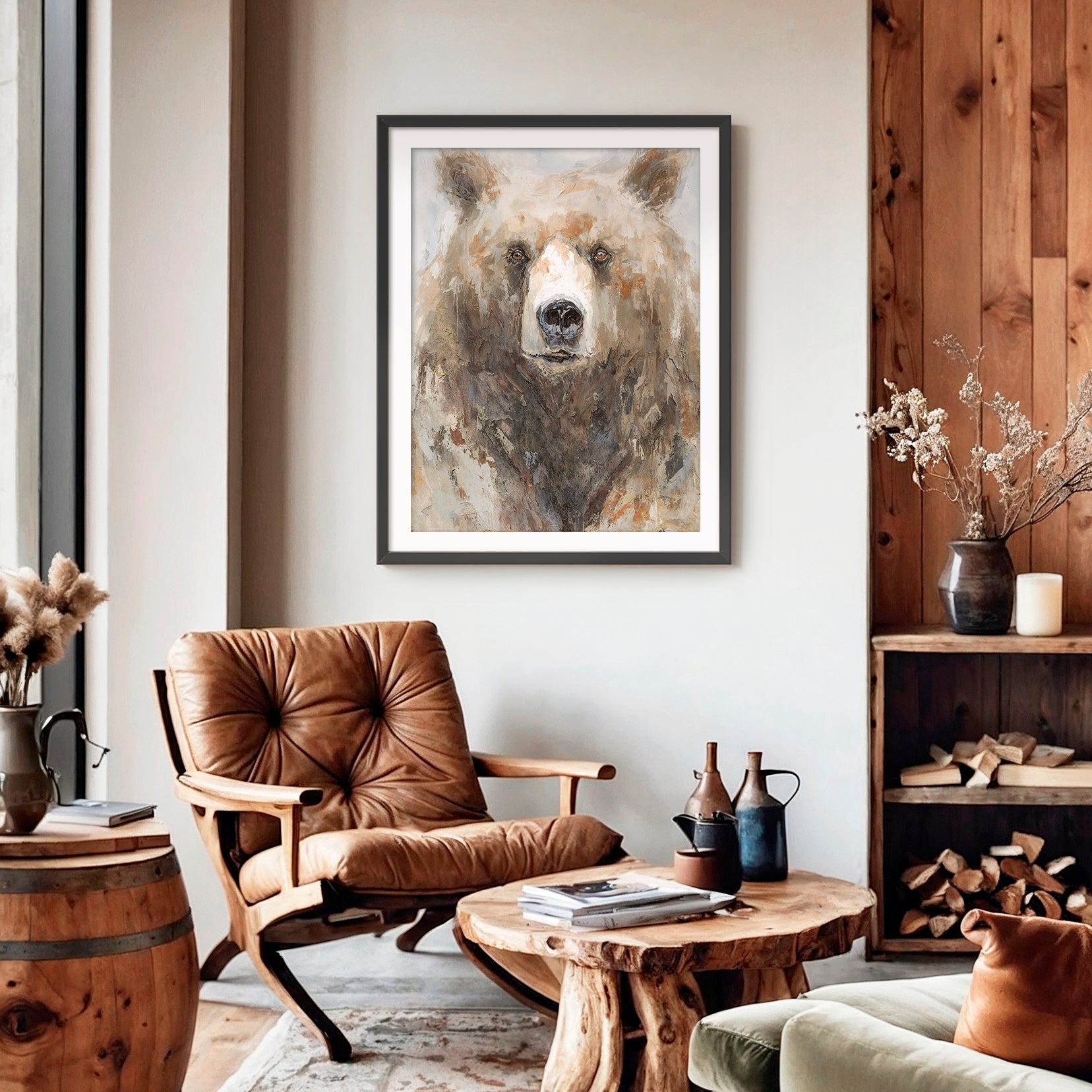 Abstract Bear Painting Print - Sage and Rose Prints