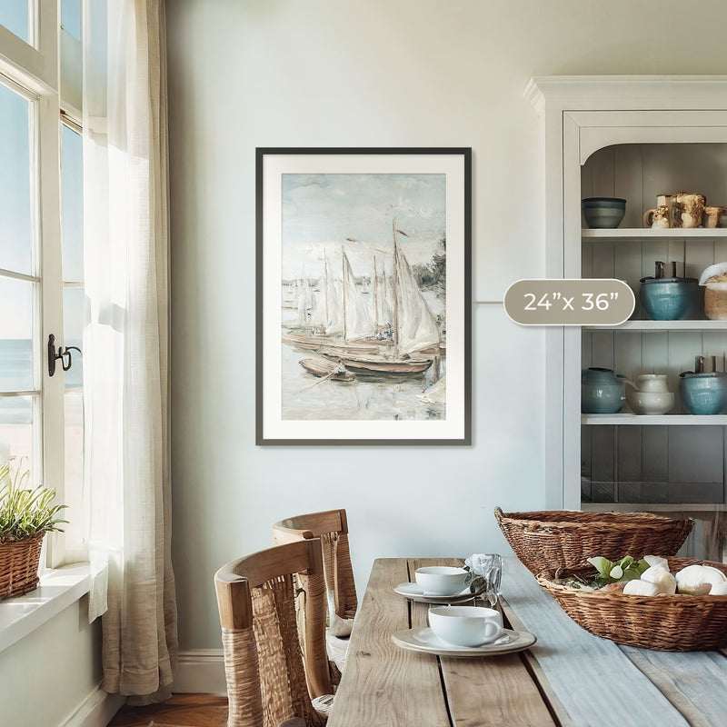 Vintage Sailboat Painting - Sage and Rose Prints