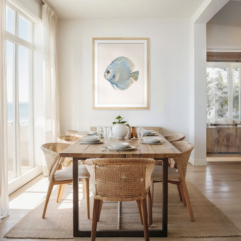 Sky Blue Coastal Fish Swimming Left - Sage and Rose Prints