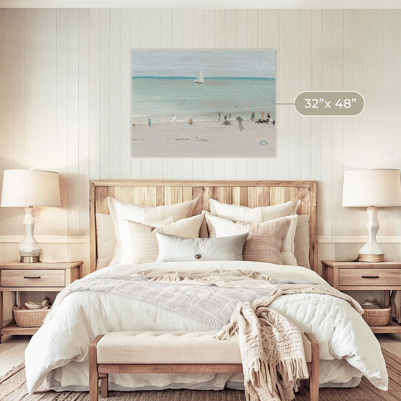 Muted Beach Painting with a Touch of Teal - Sage and Rose Prints