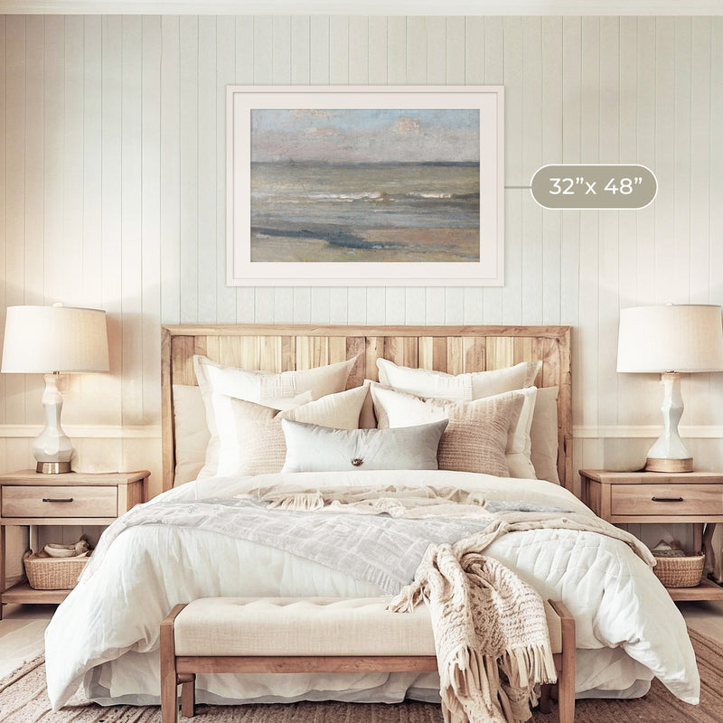 Muted Neutral Ocean Painting - Sage and Rose Prints