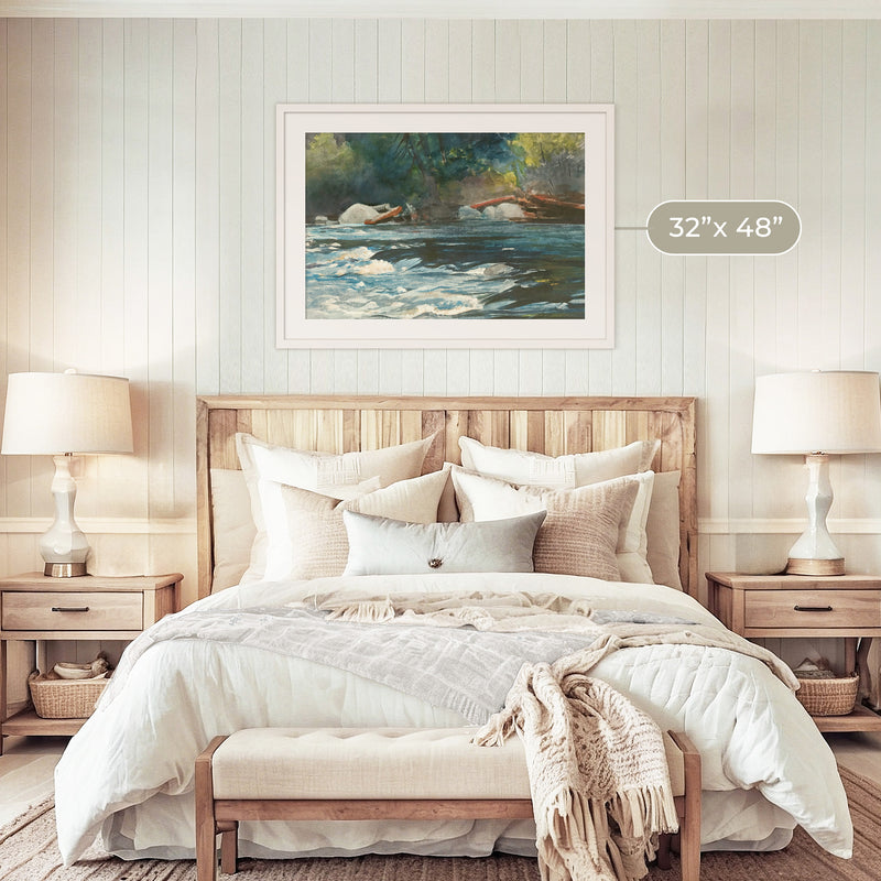 River Painting in Shades of Green - Sage and Rose Prints