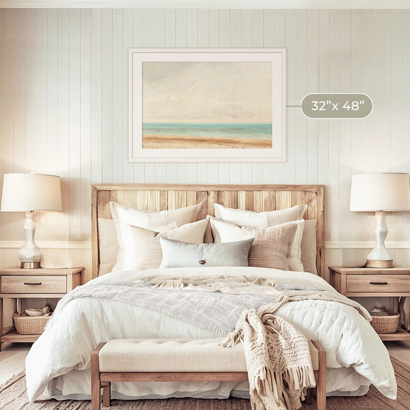 Bright Teal and Orange Abstract Seascape - Sage and Rose Prints
