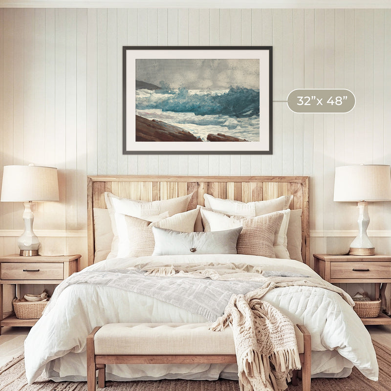 Ocean Watercolor in Deep Teal - Sage and Rose Prints