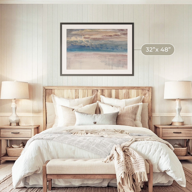 Muted Abstract Seascape Watercolor - Sage and Rose Prints