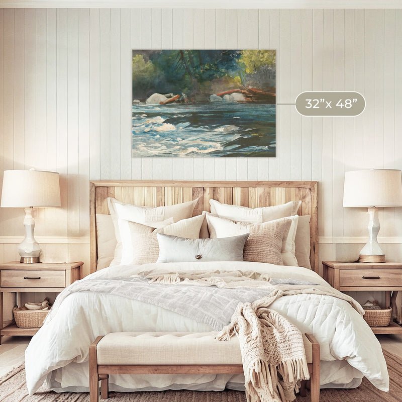 River Painting in Shades of Green - Sage and Rose Prints