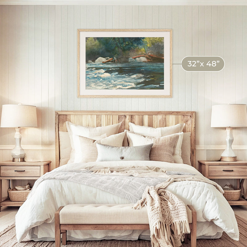 River Painting in Shades of Green - Sage and Rose Prints