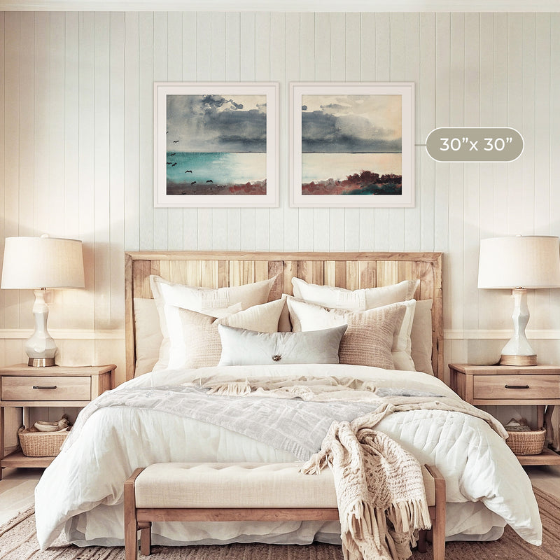 Ocean After a Storm Watercolor 2-Panel Set - Sage and Rose Prints