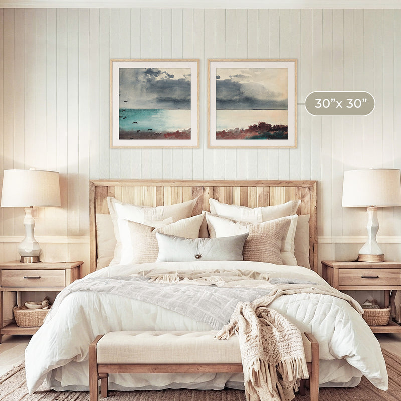 Ocean After a Storm Watercolor 2-Panel Set - Sage and Rose Prints