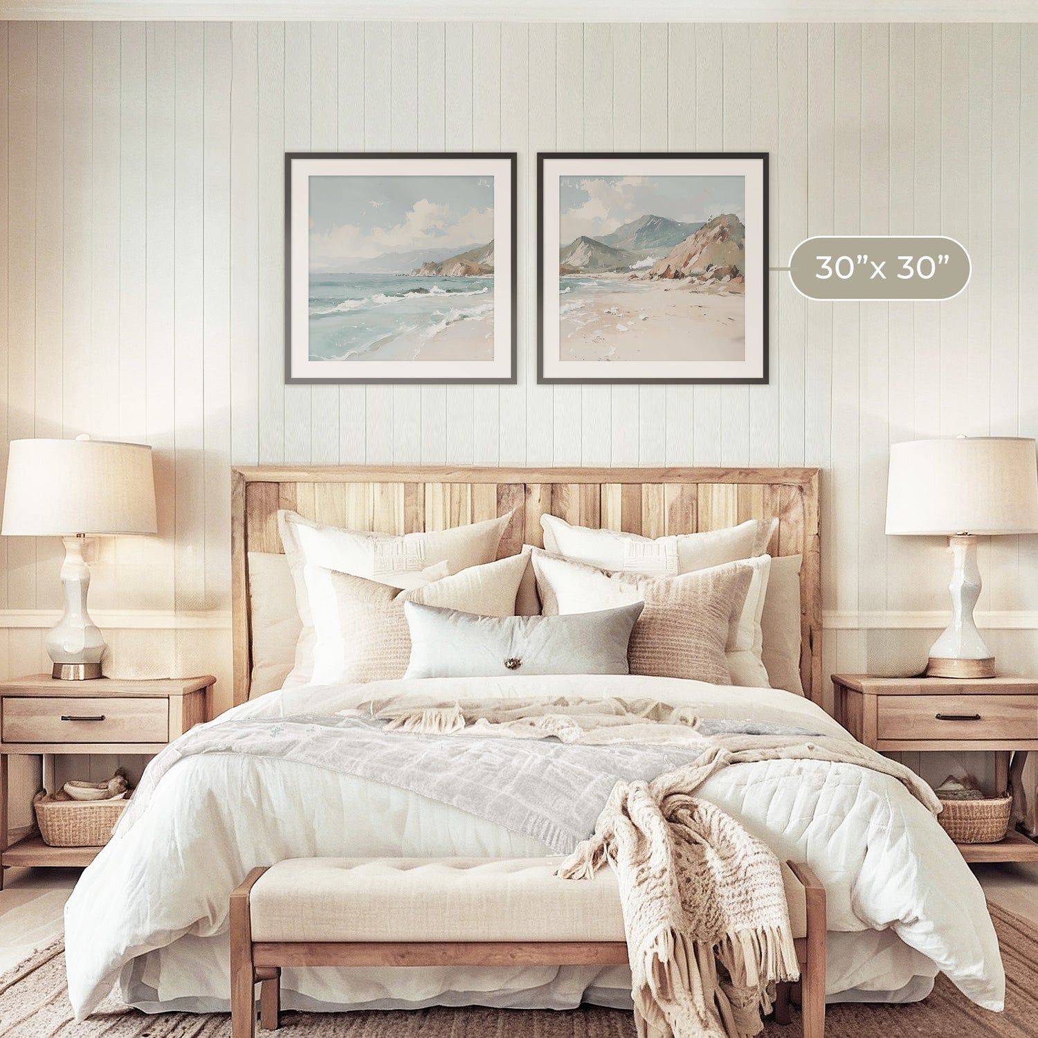 Coastal Package - Bedroom Art A 1x.03 - Sage and Rose Prints